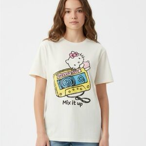 Sanrio Hello Kitty Cream Tee with Yellow and Pink Accents